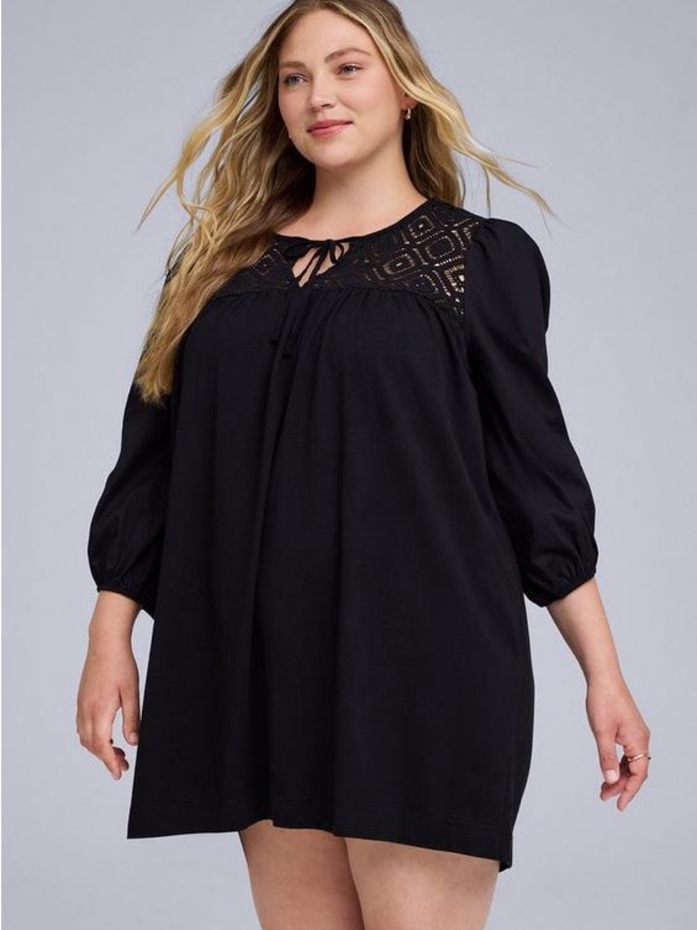 Belle Isle by Torrid Crochet Popover Mini Dress Black Size 3